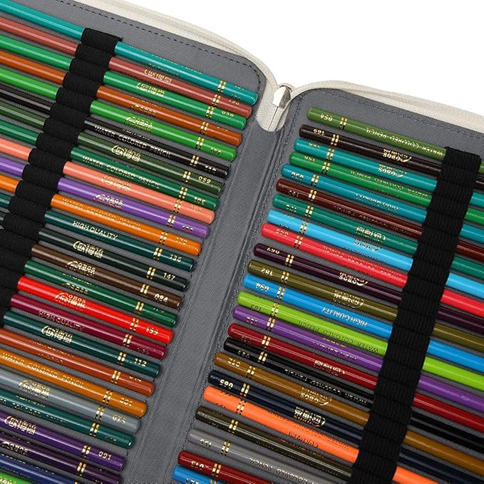 Vomgomfom Colored- 200 Slots Pencil Holder with Zipper Closure Twill Fabric Large Capacity Pencil Case for Watercolor Pens or Markers, Organizer for Artist (Gray Rose)