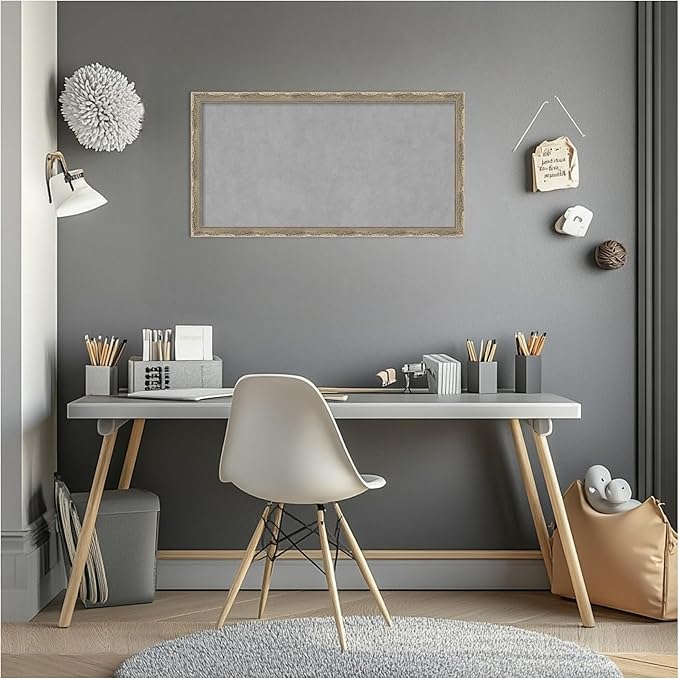 Amanti Art Silver Framed Magnetic Board 14x26 Small Vision Board for use with Magnets, 100% Metal Sheet to Display Items as Office Decor or for Home Organization in mudroom, Kitchen or Kids Room