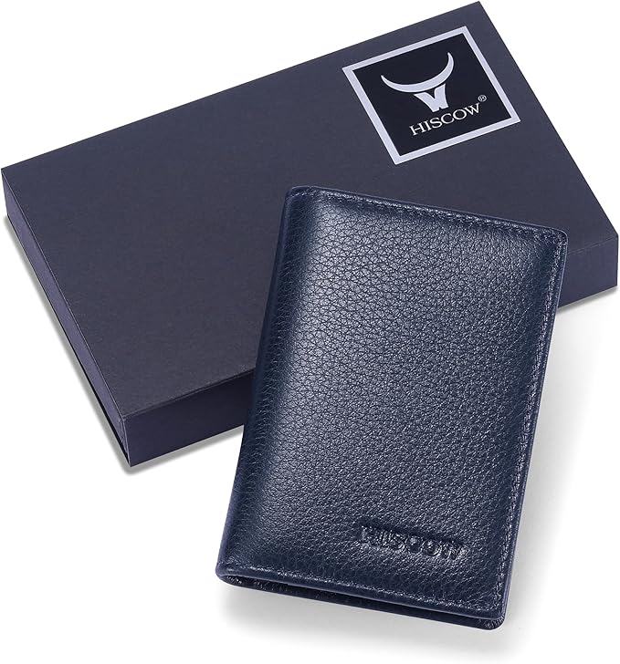 Leather Business Card Case Holder for Men & Women, Italian Calfskin