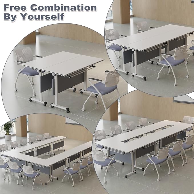 Conference Table for 4-10 People,Wooden Meeting Room Table with Thicken Tabletop and Wood Base,Modern Meeting Training Desk for Conference Room Tables Seminar Room