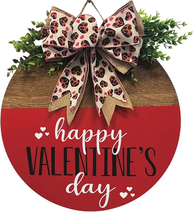 Wood front door sign Wood sign Home decor Welcome sign Sign for front door House warming gift Wedding gift (Happy Valentine's Day(UV014(A60) S005), 11" Width)