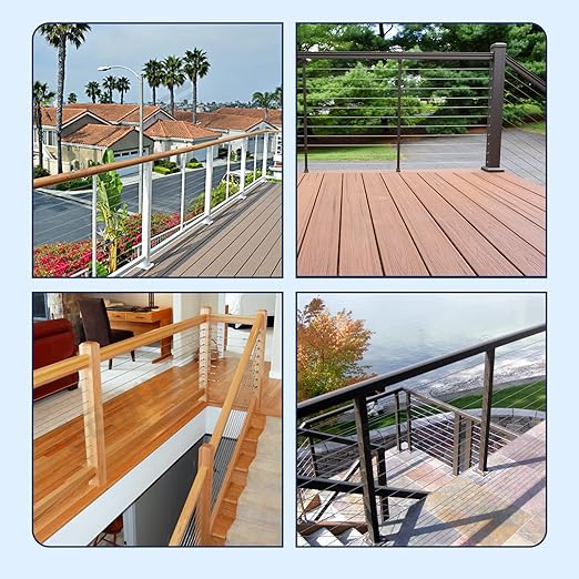RiaYer 50 Pack 30 Degree Angle Protective Sleeves, Black Cable Railing Corner Protector Sleeve Beveled for 1/8" Wire Rope, T316 Marine Grade Cable Railing Kit with Two Drill Bit for Wood Posts HF039B