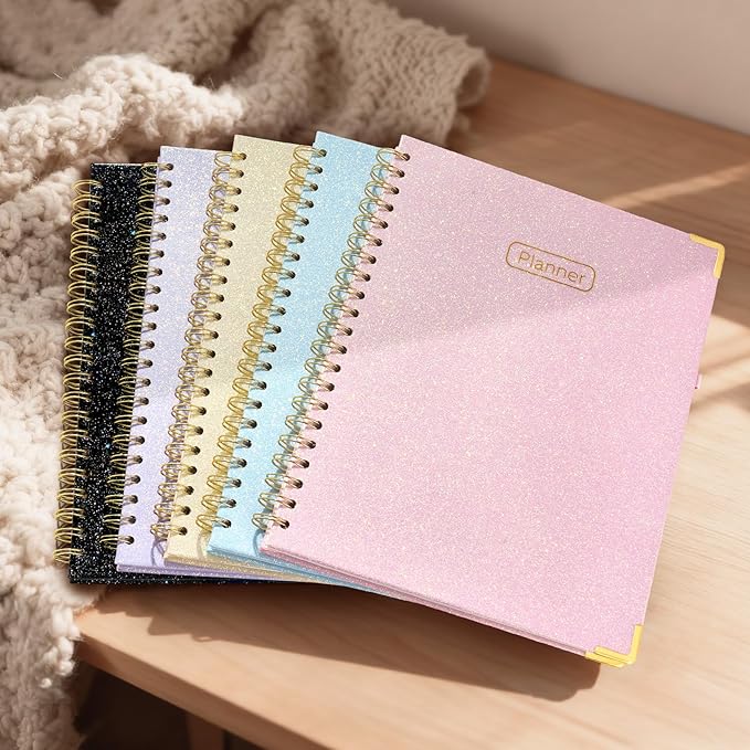 Forvencer 2026 Planner, Hardcover Calendar Planner Weekly and Monthly, Jan 2026 - Dec 2026, 8.5" x 11", Spiral Agenda Book with Tabs, Exquisite Daily Journal Organizer for Home School, Glitter Pink