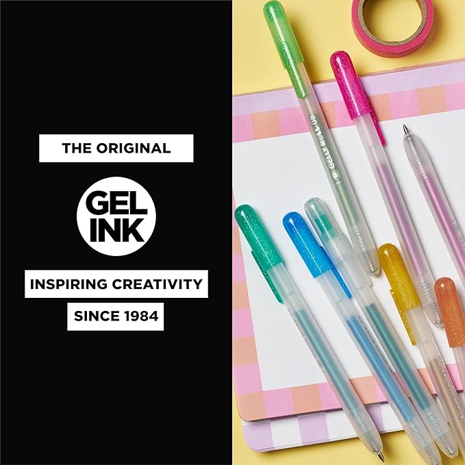 SAKURA Gelly Roll Retractable Gel Pens Colored - Opaque Color Set - Medium Point Ink Pen for Journaling, Art, or Drawing - Colored Gel Pens with White, Gold & Silver Ink - 10 Pack