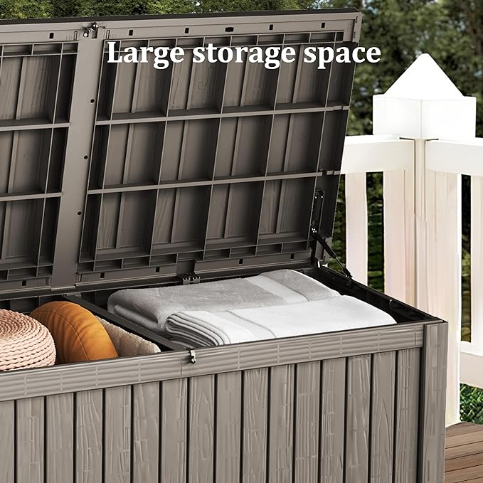Yardgrace 180 Gallon Outdoor Storage Deck Box - Large Waterproof Resin Bin for Delivery Boxes Outside, Lockable Storage for Patio/Pool Cushions & Tools, UV-Resistant, Granite Grey