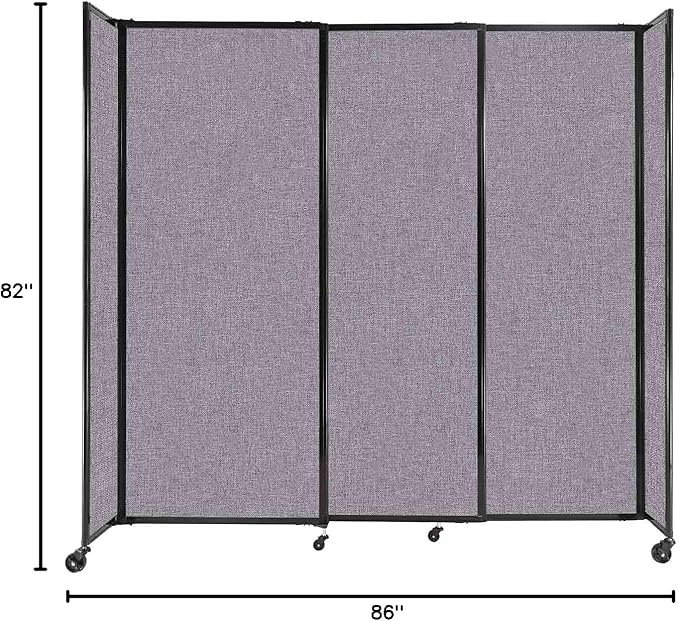 Versare Straightwall Sliding Portable Wall Partition | Freestanding Office Dividers | Locking Wheels | Temporary Room Separator | 7'2'' Wide x 6'10'' Tall Cloud Gray Fabric Panels