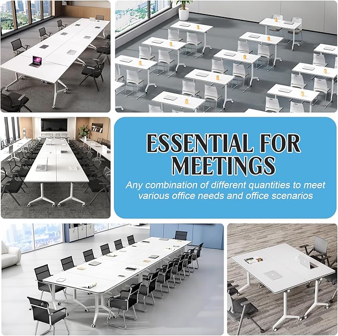 Conference Table,55.1''Folding Conference Room Table for 4-12 People,Mobile Flip Top MeetingTraining Table with Different Coulor and Styles for Offices, Classrooms,Meeting Room (2, 70.8''A)