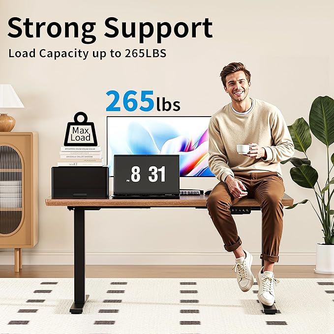 BIZUM Standing Desk Frame Dual Motor, Standing Desk Legs Up to 47.2", Computer Memory Desk Adjustable Table Legs with USB Ports for Home and Office, Black Frame Only