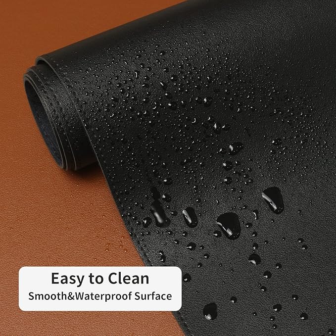 Leather Desk Pad,Wolaile 36x17 inch Large Mouse Pad,Waterproof Non-Slip Writing Desk Blotter,Computer Mat Desktop Protector for Office Home,Black