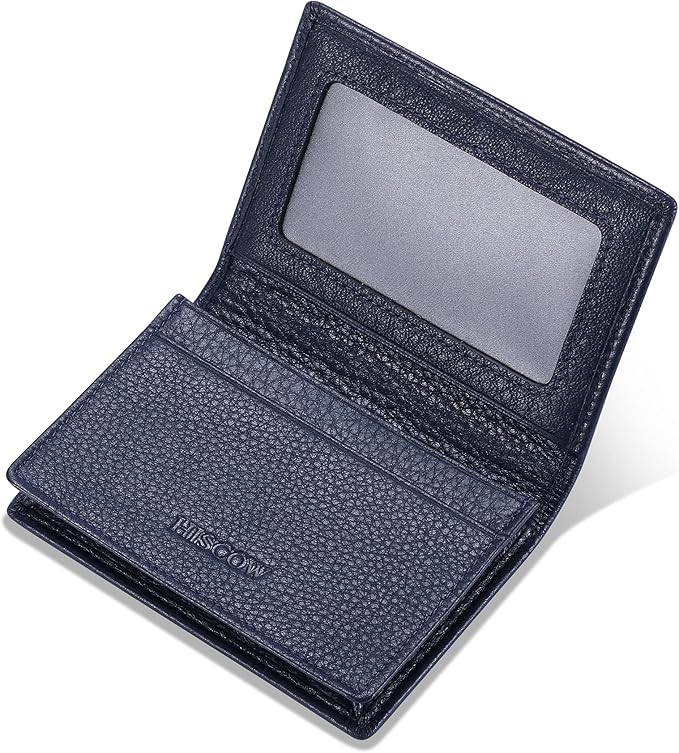 Leather Business Card Case Holder for Men & Women, Italian Calfskin