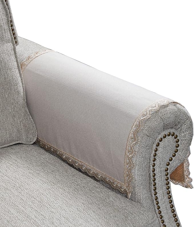 MINJIATEX Couch arm Covers, Non-Slip (2 pcs), Washable, for Living Room Recliner Chair, Protectors for Leather Sofa armrest slipcover, JYS-Beige