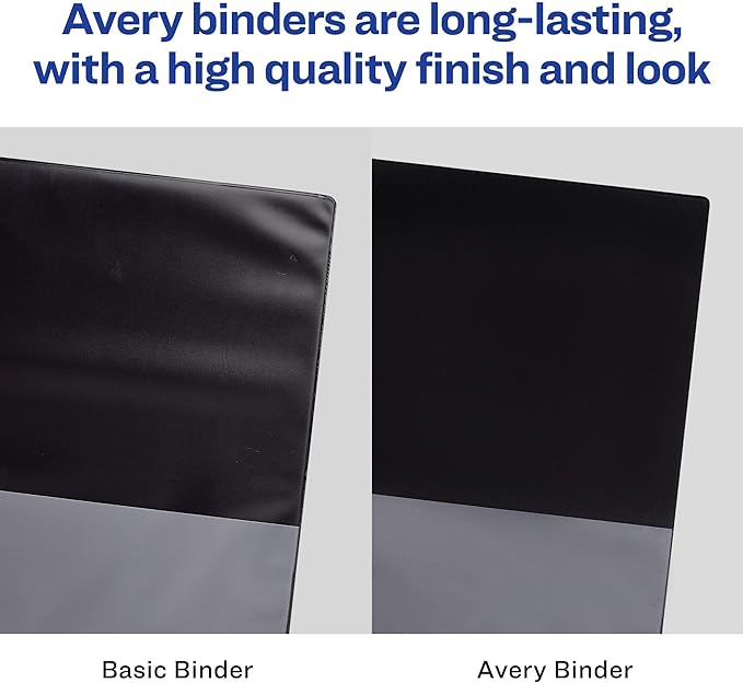 Avery Economy View 3 Ring Binders, 2" Round Rings, 4 Black Binders (19205)