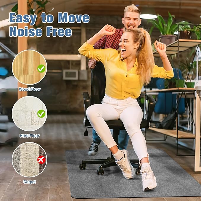 Placoot Office Chair Mat for Hardwood Floor, 55"x35" Computer Chair Mat, Desk Chair Mat, Large Anti-Slip Floor Protector for Home Office