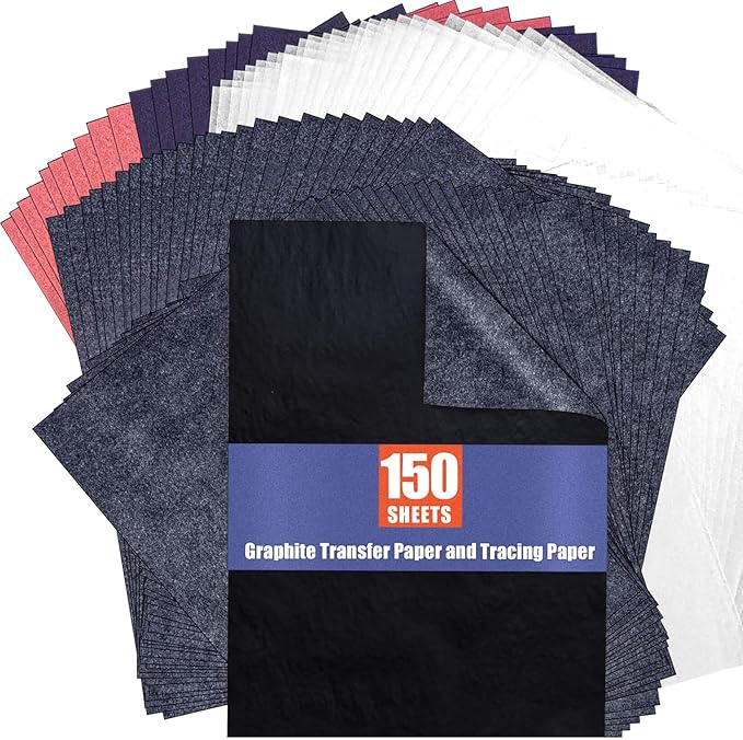 psler Carbon Paper Tracing Paper for Tracing I 90PCS Graphite Transfer-Paper and 60PCS Tracing-Paper - Graphite Paper Carbon Copy Paper for Wood,Craft,Canvas DIY A4 Size 8.5 X 11 Inch