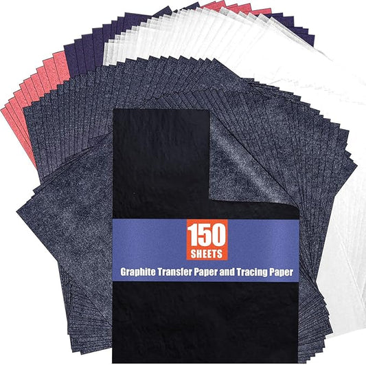 psler Carbon Paper Tracing Paper for Tracing I 90PCS Graphite Transfer-Paper and 60PCS Tracing-Paper - Graphite Paper Carbon Copy Paper for Wood,Craft,Canvas DIY A4 Size 8.5 X 11 Inch