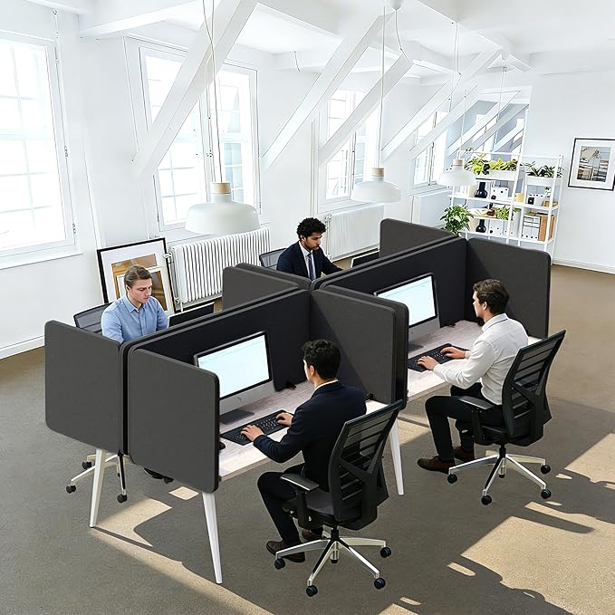 KERRAM Desk Privacy Panel 24 x 24 Inch,Sound Absorbing & Proof Desk Divider for Office, Clamp-on/Screw-on Acoustic Desk Back Panel Partition, Dark Gray