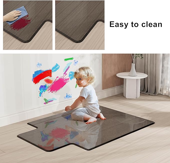 MESAILUP Beveled Edge Irregular Office Chair Mat with Lip for Carpet or Hardwood Floor Crystal Grey 36" x 48" Smooth Glide and Easy Roll On/Off, Heavy Duty and Non-Slip Floor Chair Mat with Lip
