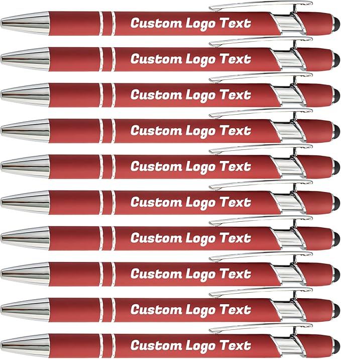 HEYZARDA Personalized Pens with Name Text Logo Custom Ballpoint Pen for Business Office Events with Stylus for Touchscreen 20 Pcs Wine