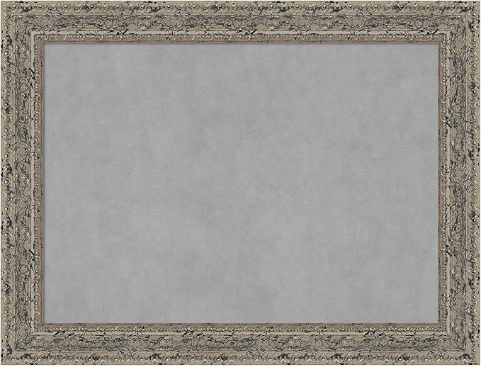 Amanti Art Silver Framed Magnetic Board 25x33 Medium Vision Board for use with Magnets, 100% Metal Sheet to Display Items as Office Decor or for Home Organization in mudroom, Kitchen or Kids Room