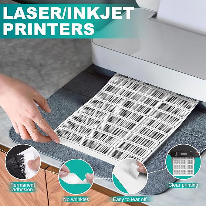 Address Labels 1’’x2-5/8’’ Stikcer Paper 30-UP 500 Sheets for Laser/Inkjet Printer Matte 15000 White Blank Printable Labels on 8.5x11 Inch for Mailing, Shipping, and Organizing