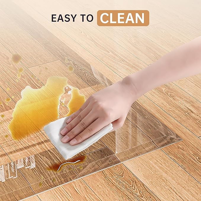 [Tempered Glass] 48“ x 36” Beveled Edge Glass Chair Mat with Polished Edge Clear Office Chair Mat, Glides Smoothly, Suitable for Carpet or Hardwood Floors