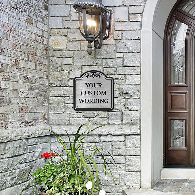 Custom Decorative Sign, Personalized Metal Sign for Business, Driveway, Home, Airbnb, Office Door Plaque, Brushed Nickel Sign, 12x12 Inches, ACM, Fade Resistant, Made in USA by Sigo Signs
