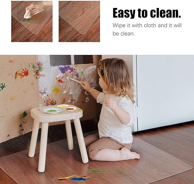 Kuyal Clear Chair mat for Hardwood Floor 44 x 58 inches Transparent Floor Mats Wood/Tile Protection Mat for Office & Home (44" X 58" Rectangle)