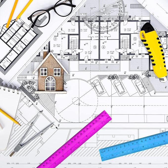 7PCS Clear Ruler, 12 Inch Plastic Rulers for School, Home, or Office, Clear Plastic Rulers, Assorted Colors.