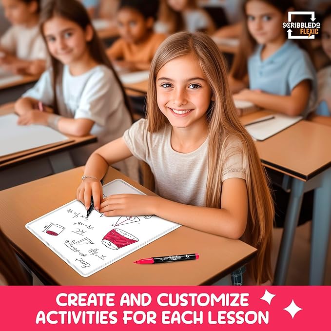 SCRIBBLEDO Small White Board Dry Erase Sheets 9”x12” for Kids Teacher Class Manipulatives Personal Mini Whiteboards Sheets Students Homeschool Supplies Small Dry Erase Boards Classroom Pack 10 Sheets