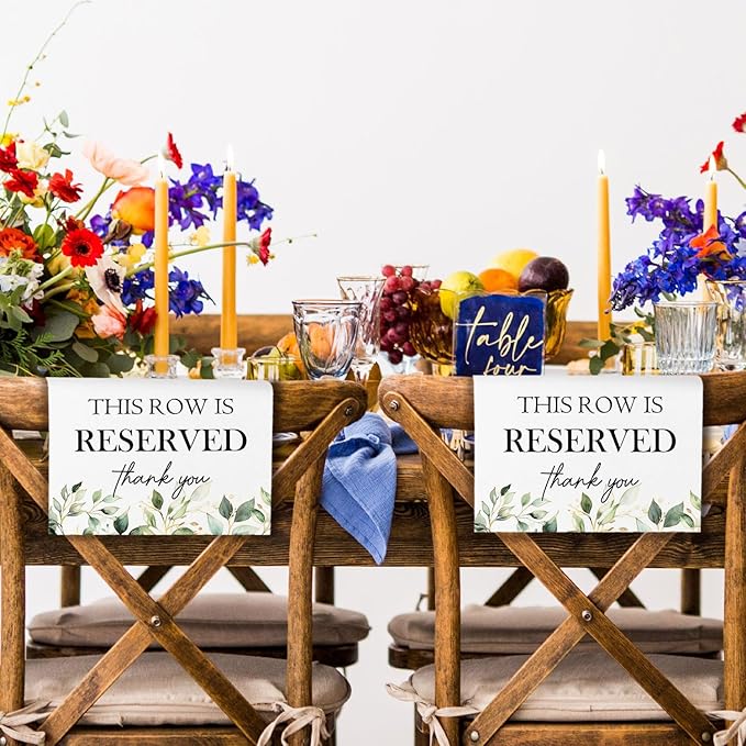 ChissNook Reserved Seating Chair Signs, This Row Is Reserved Pew Cloths Seating Placeholder for Church Pews, Wedding Decorations for Reception Parties Celebrations Event Meetings (8 PCS, Green)