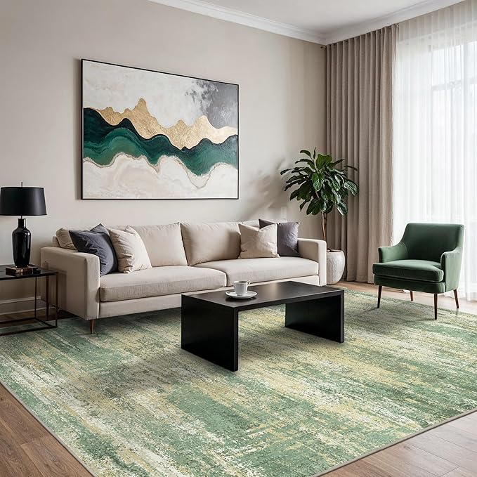GENIMO Rugs for Bedroom-Washable 6x9 Area Rugs Lightweight Low Pile, Modern Printed Non-Slip Carpet for Living Room, Playroom, Dining Room, Office, Desert Dawn