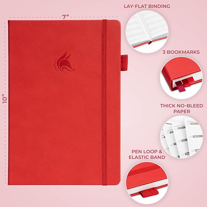 Clever Fox Planner Large – Undated Weekly & Monthly Planner for Productivity, Time Management & Goals – Organizer Journal – 7x10” (Red)