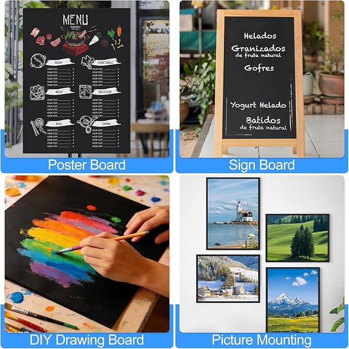 ToLanbbt 12 Pack Black Foam Board, 24 x 36 x 3/16" Thick Foam Core Acid Free Poster Foamboard for Art Craft Projects, Painting, Displaying, Signage, Wedding, School