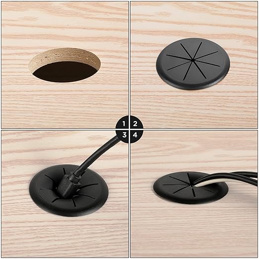 HYCC 10 Pack 2-3/8 Inch Flexible Desk Grommet,Organize Wires and Cables on Office Equipment, Computer Components, Entertainment Systems Effectively - Color: Black