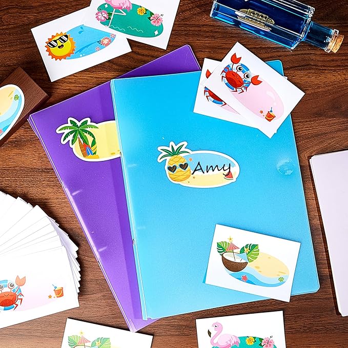 Henoyso 108 Pcs Summer Desk Name Tags for Classroom Hawaaii Beach Classroom Decor Locker Name Tags for Kindergarten, Preschool, 1st, 2nd & 3rd Grade Teacher Nameplates for Student