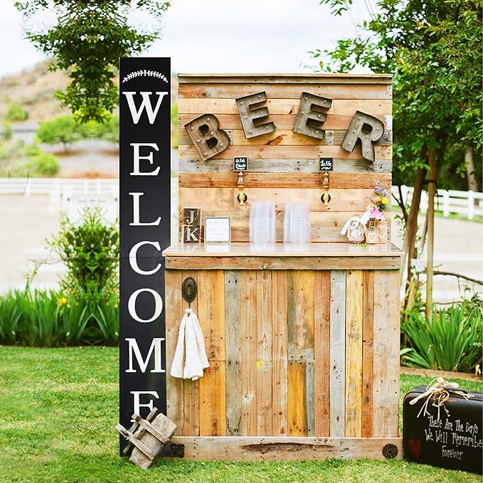 Tall Outdoor Welcome Sign - 6ft Black Rustic Modern Farmhouse Decor for Front Door & Porch