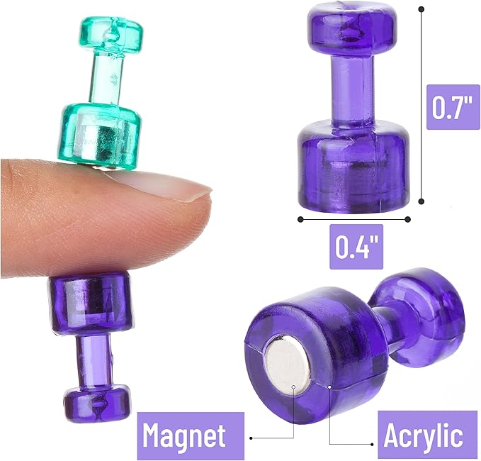 Mr. Pen- Magnetic Push Pin, 12 Pack, Assorted Color, Magnets for Whiteboard, Colored Magnets, Magnetic Pins