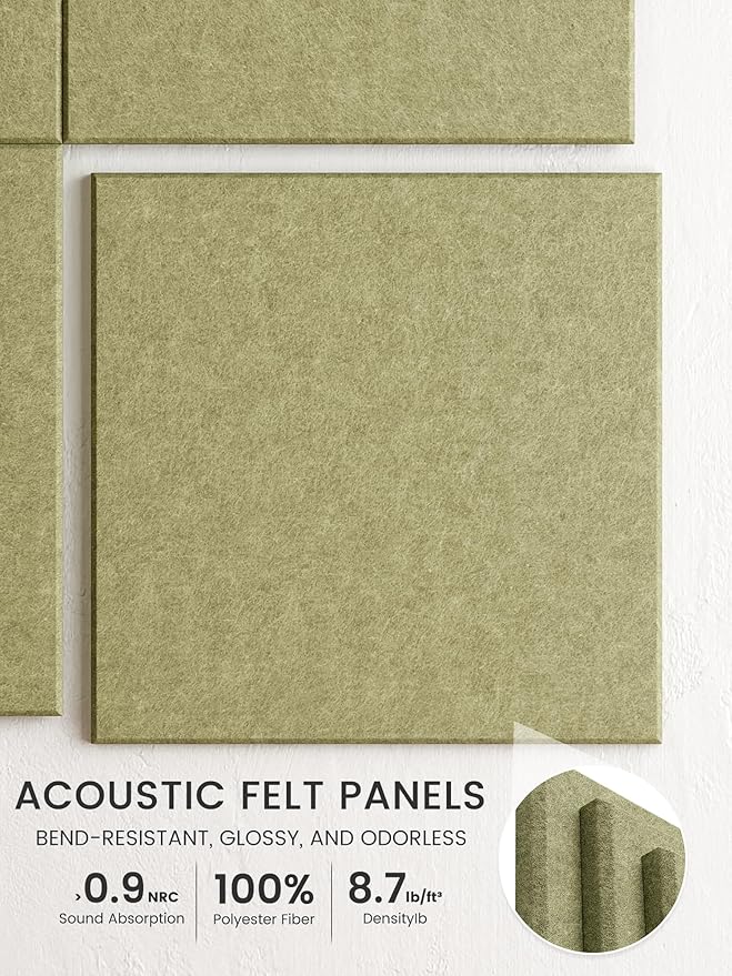 Bumusty Large Cork Board 47"x35" Alternative - 12 Pack Felt Wall Tiles with 70 Safe Removable Adhesive Tabs, 30 Pushpins, Cork Boards for Walls Pin Board Bulletin Board Office Decor (Olive Green)
