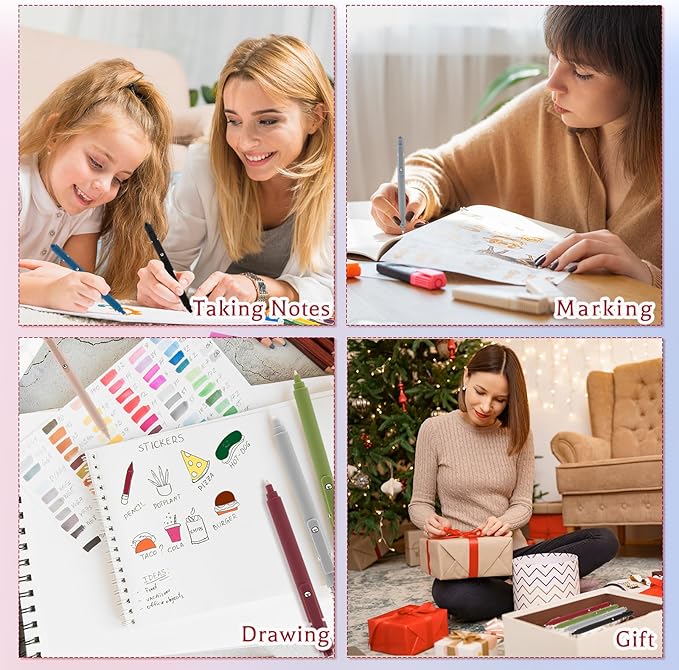 Thboxes 8Pcs Gel Pens for Journaling, 0.5mm Fine Tip Retractable Colorful Pens - Smooth Writing for Note Taking, Office & School Supplies, Valentine's Day Gifts for Women Teachers Kids