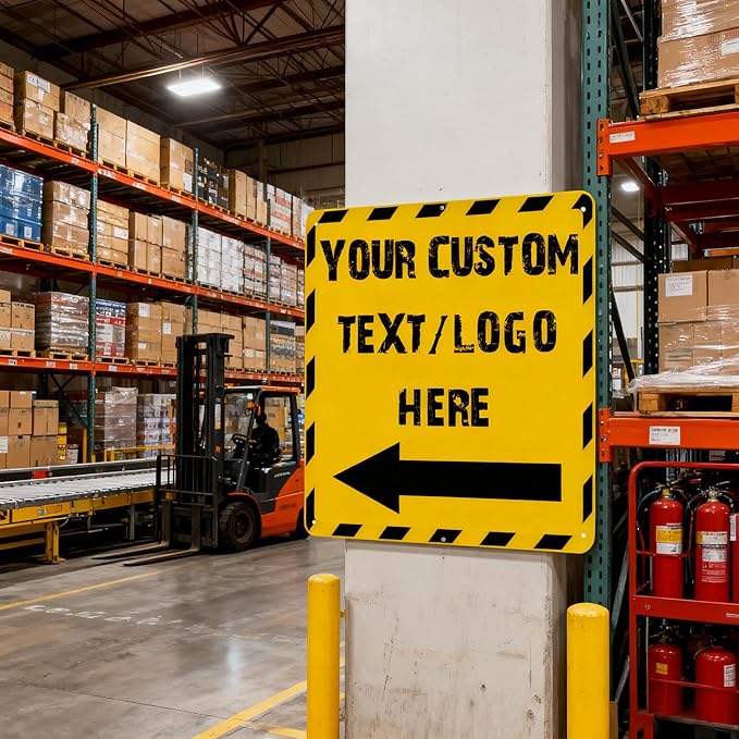 Custom Square Up Arrow Metal Signs - 28 * 28 inches - Rust-resistant metal, Optional reflective， for staircases、equipment signs、storehouse