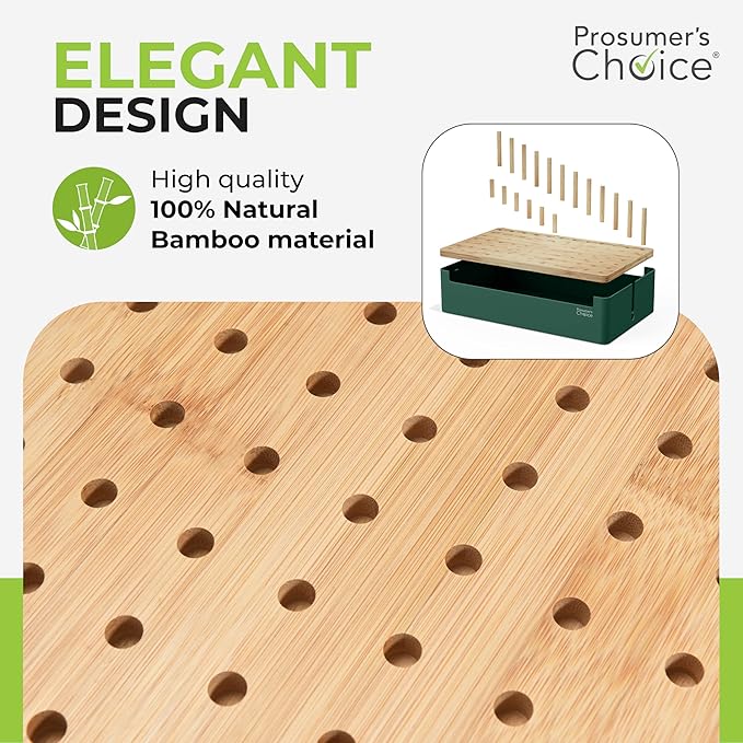 Prosumer's Choice Natural Bamboo Charging Station Rack for Smartphones and Tablets (Metal & Bamboo, Green)