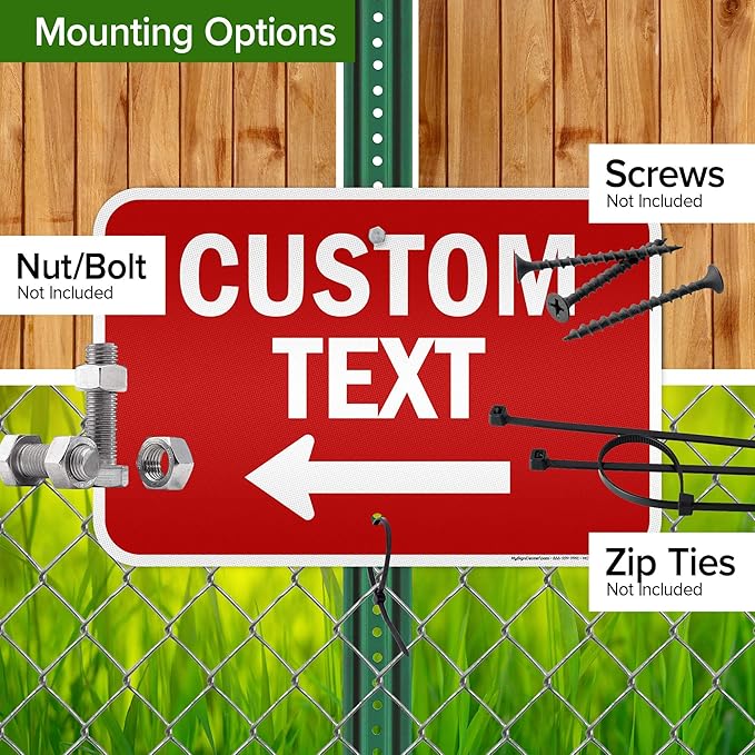 Custom Arrow,Custom Directional Sign, Left Arrow,12x18 Inches, 3M EGP Reflective, Rust Free .063 Aluminum, Fade Resistant, Made in USA by My Sign Center