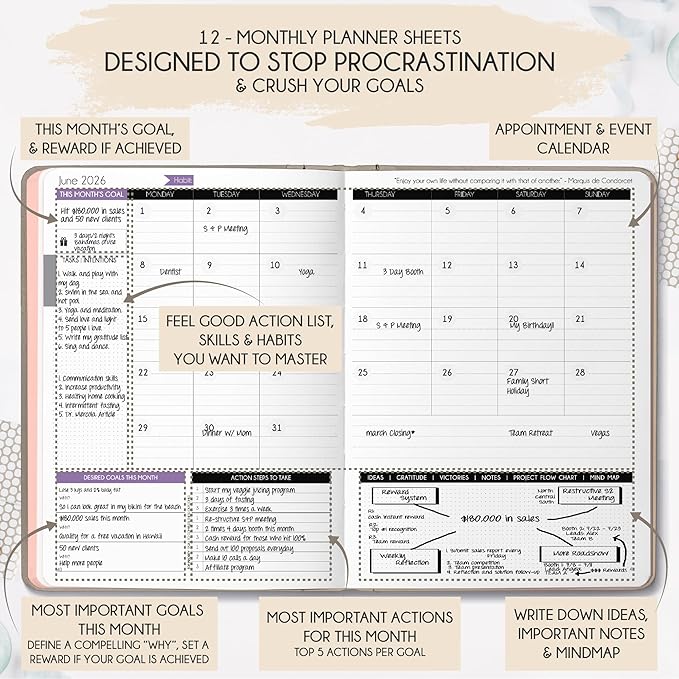 Law of Attraction Planner 2026 Deluxe with Productivity App | Weekly & Monthly Goal-Setting Planner, Life & Gratitude Journal | Include Foldable Vision Board, Gift Box & Stickers