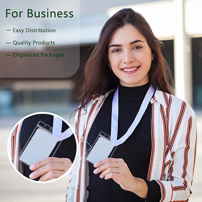 50 Pcs Vertical Clear ID Badge Holders, 4x3 Inch Waterproof PVC Plastic Badge Holders with Resealable Zip, Fits RFID/Proximity/Badge Swipe Cards, Credit Cards, Office, School, Events