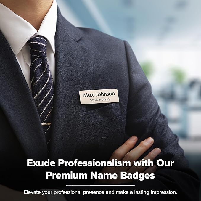 Name Tag, Magnetic Almond Black Name Tags, Personalized Name Tags, 1x3 Inches, Durable Engravable Impact Material, Made in The USA by My Sign Center