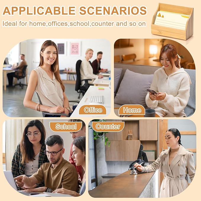 SHIQIKEJIPTY 4x6 Wood Index Card Holder Wooden Index Card Box Cards Display Stand Notecard Box Business Cards Organizer Post Cards Case for Business Desk Office Home School Capacity 300 Sheets