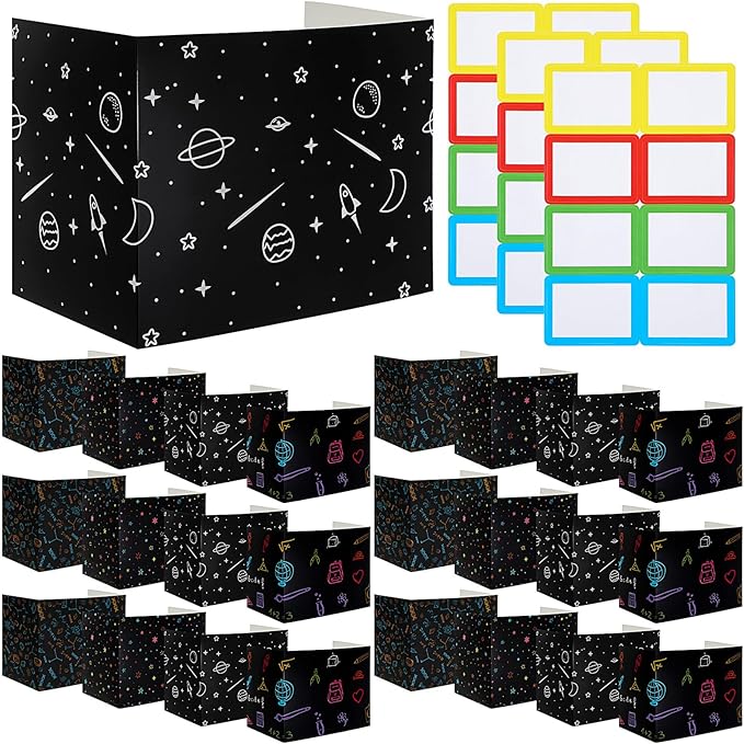 Crtiin 24 Pcs Privacy Folders for Students Desk Dividers Standard School Privacy Cardboard Board Testing Dividers Shield for Classroom Teacher Supplies Keep Eyes from roving(Vibrant)
