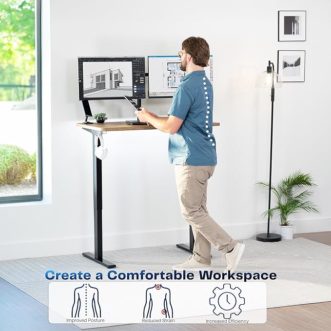VIVO Electric 43 x 24 in Standing Desk, Memory Height Adjustment, 1B Series, Holds 220 lbs, One-Piece Reclaimed Wood Top, Black Frame, DESK-KIT-1B4P