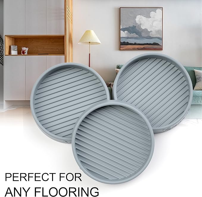 Yelanon Furniture Coasters - 8 Pcs 3'Round Rubber Furniture Caster Cups - Non Slip Pads Hardwood Floors Non Skid Grippers - Anti Slide Floor Protector for Bed Couch Stoppers Gray