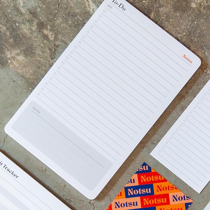 Notsu To Do List Notepad 2pk | Premium Thick Paper 120g | Daily Desk To Do List Pad | 50 Sheets, 5.5” x 8.5”